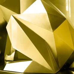 Dog 100cm Gold Geometric Metal Garden Sculpture