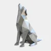Dog 100cm Silver Geometric Metal Garden Sculpture