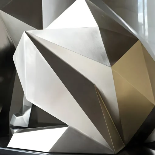 Dog 100cm Silver Geometric Metal Garden Sculpture