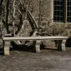 Double Length Ivy Straight Stone Bench - Large Garden Benches