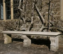 Double Length Ivy Straight Stone Bench - Large Garden Benches