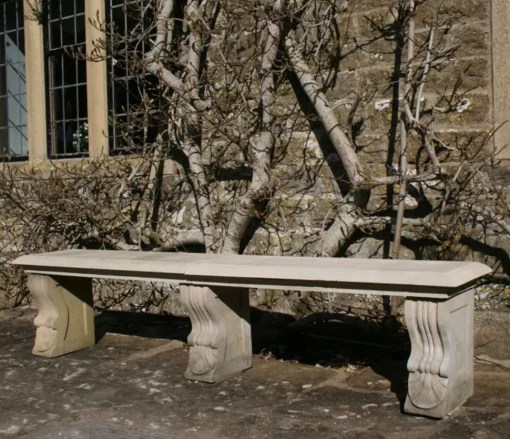 Double Length Ivy Straight Stone Bench - Large Garden Benches