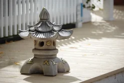 Double Top Japanese Pagoda Stone Garden Ornament