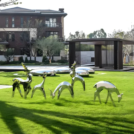 Dynamic Deer 91cm Metal Garden Sculpture