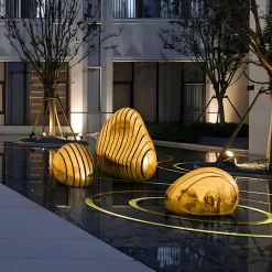 Dynamic Pebbles 95cm Gold Metal Garden Sculptures
