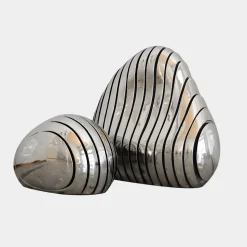 Dynamic Pebbles 95cm Silver Metal Garden Sculptures