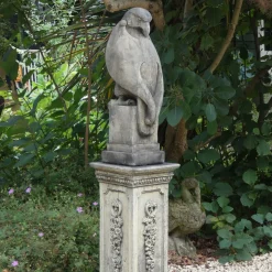 Eagle on Floral Pedestal Modern Stone Garden Statue