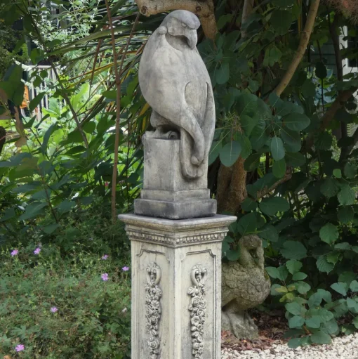 Eagle on Floral Pedestal Modern Stone Garden Statue