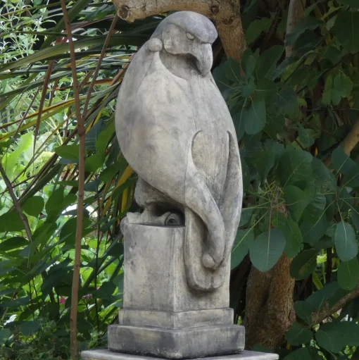 Eagle on Floral Pedestal Modern Stone Garden Statue