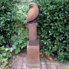 Eagle on Pedestal Modern Stone Garden Statue (Rust)