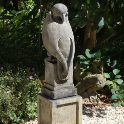 Eagle on Plain Pedestal Modern Stone Garden Statue