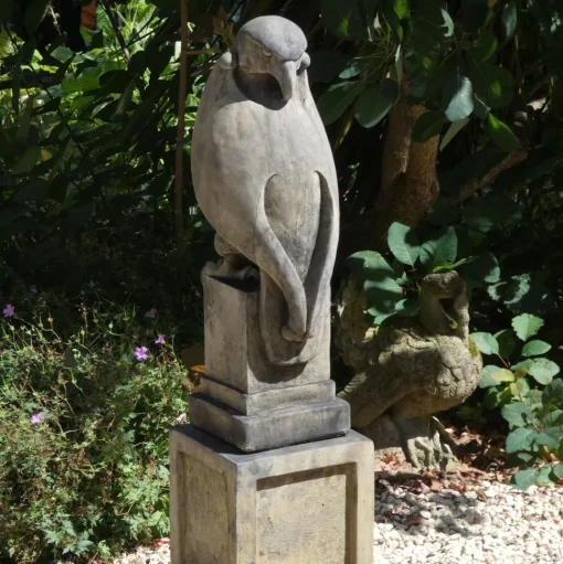 Eagle on Plain Pedestal Modern Stone Garden Statue