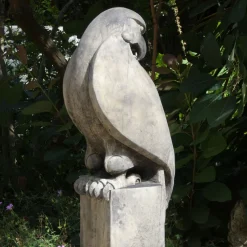 Eagle on Plain Pedestal Modern Stone Garden Statue