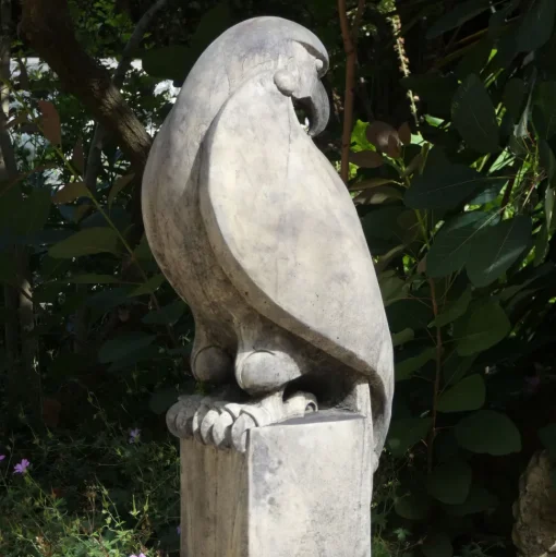 Eagle on Plain Pedestal Modern Stone Garden Statue