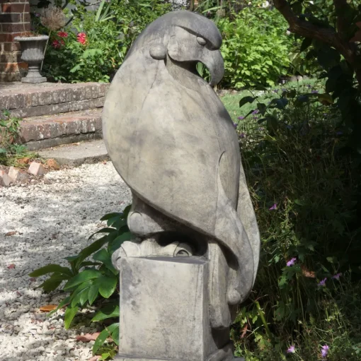 Eagle on Plain Pedestal Modern Stone Garden Statue