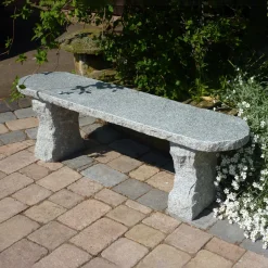 Elegance II Natural Granite Grey Stone Garden Bench