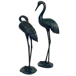 Elegant Cranes Bronze Metal Garden Ornaments
