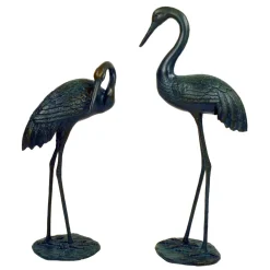 Elegant Cranes Bronze Metal Garden Ornaments