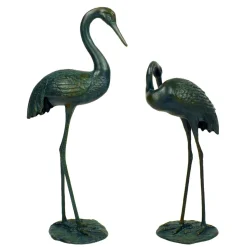 Elegant Cranes Bronze Metal Garden Ornaments