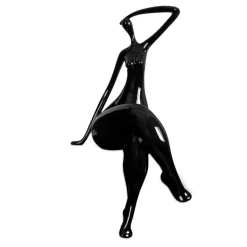 Elegant Grace 75cm Black Resin Indoor Sculpture