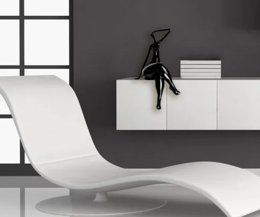 Elegant Grace 38cm Black Resin Indoor Sculpture