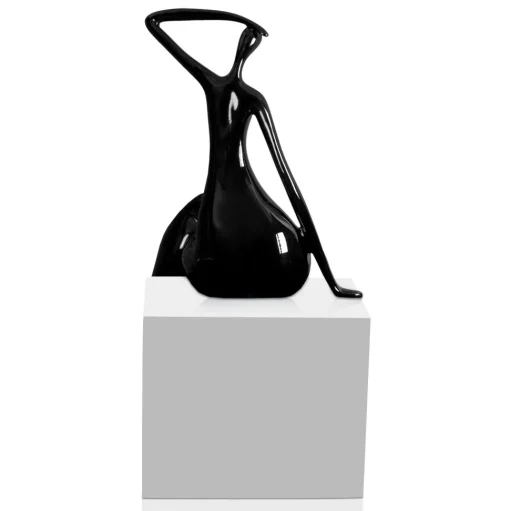 Elegant Grace 75cm Black Resin Indoor Sculpture