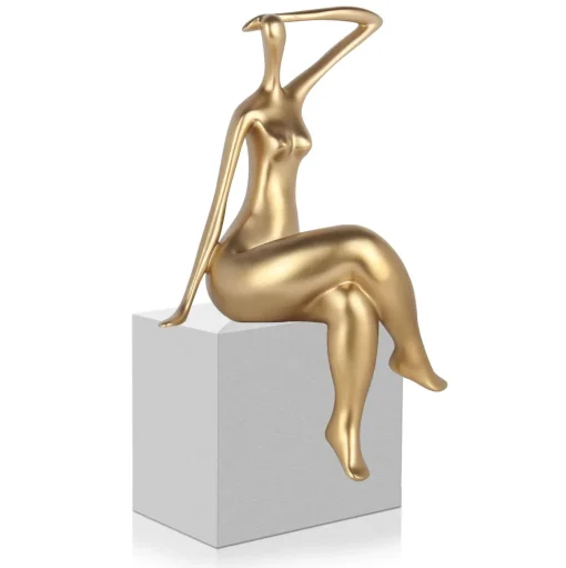 Elegant Grace 38cm Gold Resin Indoor Sculpture