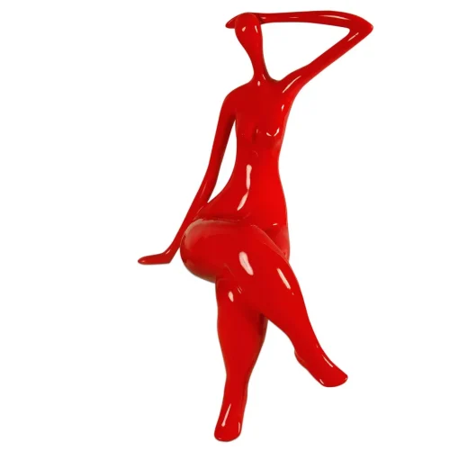 Elegant Grace 38cm Red Resin Indoor Sculpture