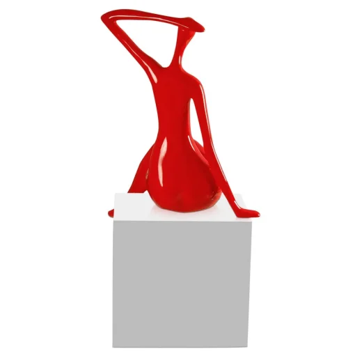 Elegant Grace 38cm Red Resin Indoor Sculpture