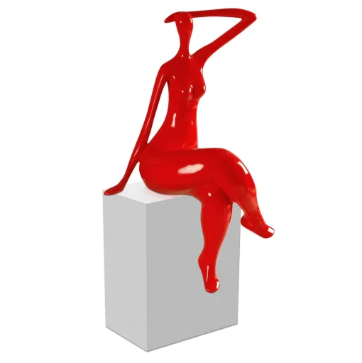 Elegant Grace 38cm Red Resin Indoor Sculpture