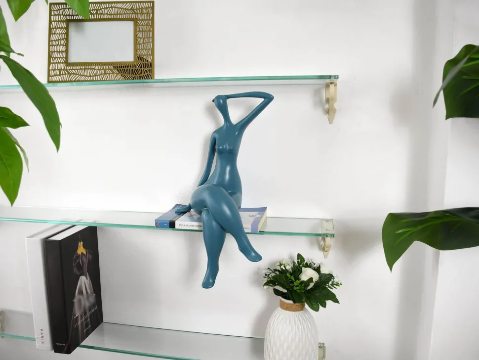 Elegant Grace 38cm Teal Resin Indoor Sculpture