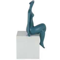 Elegant Grace 38cm Teal Resin Indoor Sculpture
