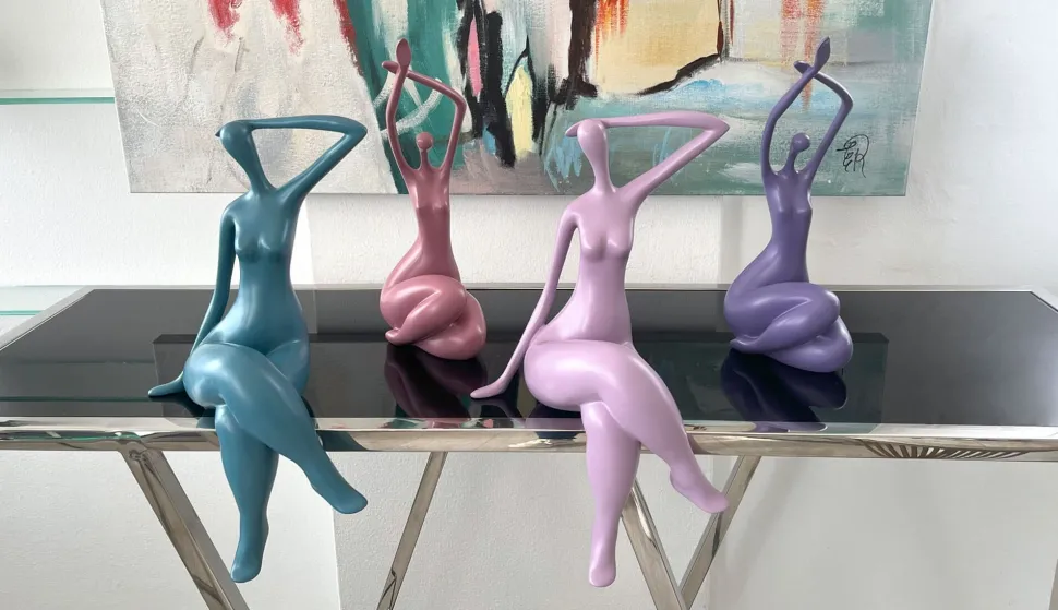 Elegant Grace 38cm Teal Resin Indoor Sculpture