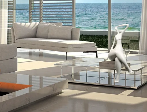 Elegant Grace 75cm White Resin Indoor Sculpture
