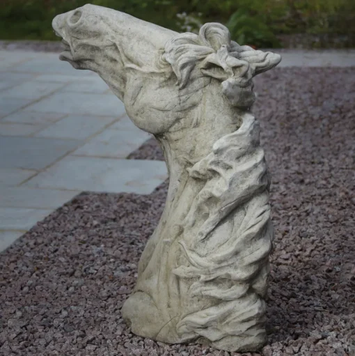 Epona Horses Head Stone Garden Ornament