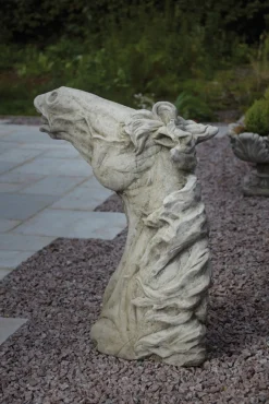 Epona Horses Head Stone Garden Ornament
