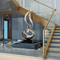 Eternal Flame 173cm Silver Metal Garden Sculpture