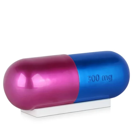 Eternal Happiness Pill 13cm Fuchsia Resin Indoor Sculpture