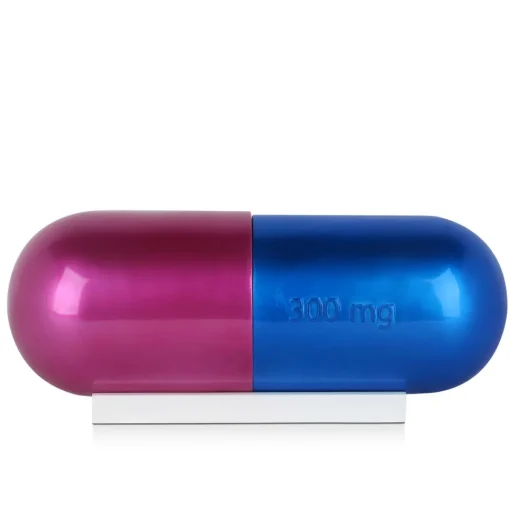 Eternal Happiness Pill 13cm Fuchsia Resin Indoor Sculpture