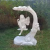 Fairy on Swing 110cm Marble Resin Garden Ornament