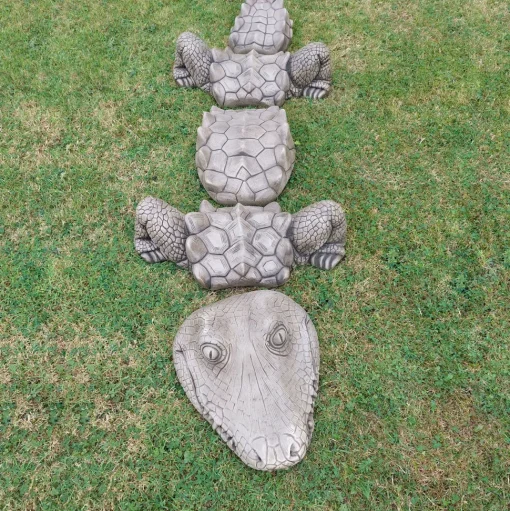 Five Piece Crocodile Stone Garden Ornament