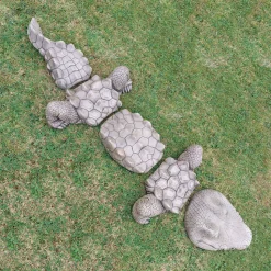 Five Piece Crocodile Stone Garden Ornament