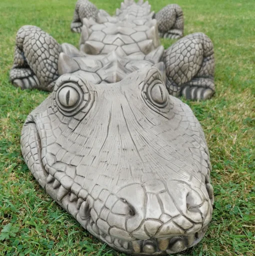 Five Piece Crocodile Stone Garden Ornament