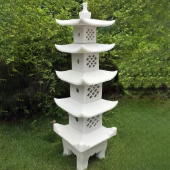 Five Tier Japanese Pagoda Lantern Marble Garden Ornament