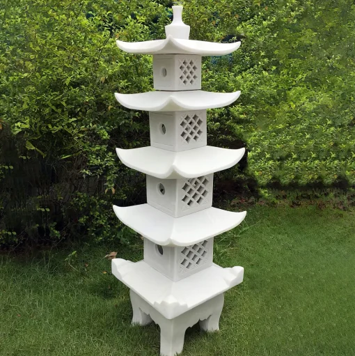 Five Tier Japanese Pagoda Lantern Marble Garden Ornament