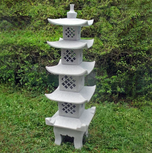 Five Tier Japanese Pagoda Lantern Granite Garden Ornament