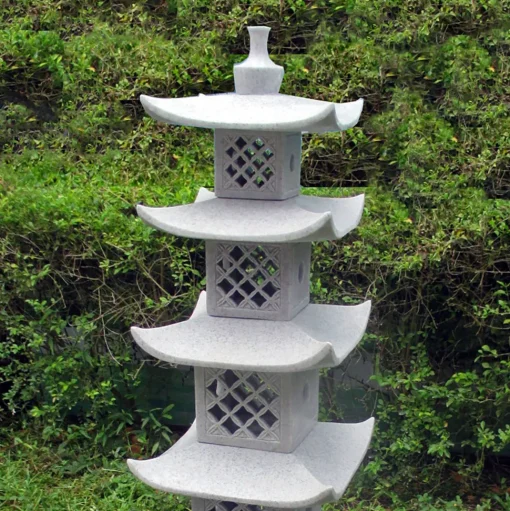 Five Tier Japanese Pagoda Lantern Granite Garden Ornament