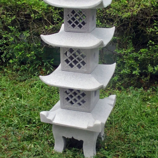 Five Tier Japanese Pagoda Lantern Granite Garden Ornament