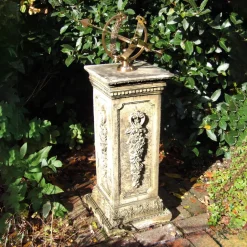 Floral Armillary Stone Garden Sundial