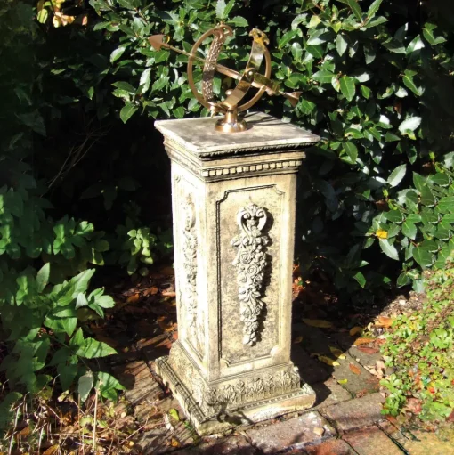 Floral Armillary Stone Garden Sundial